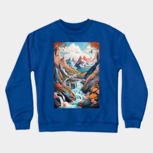 Forest mountains illustration Crewneck Sweatshirt